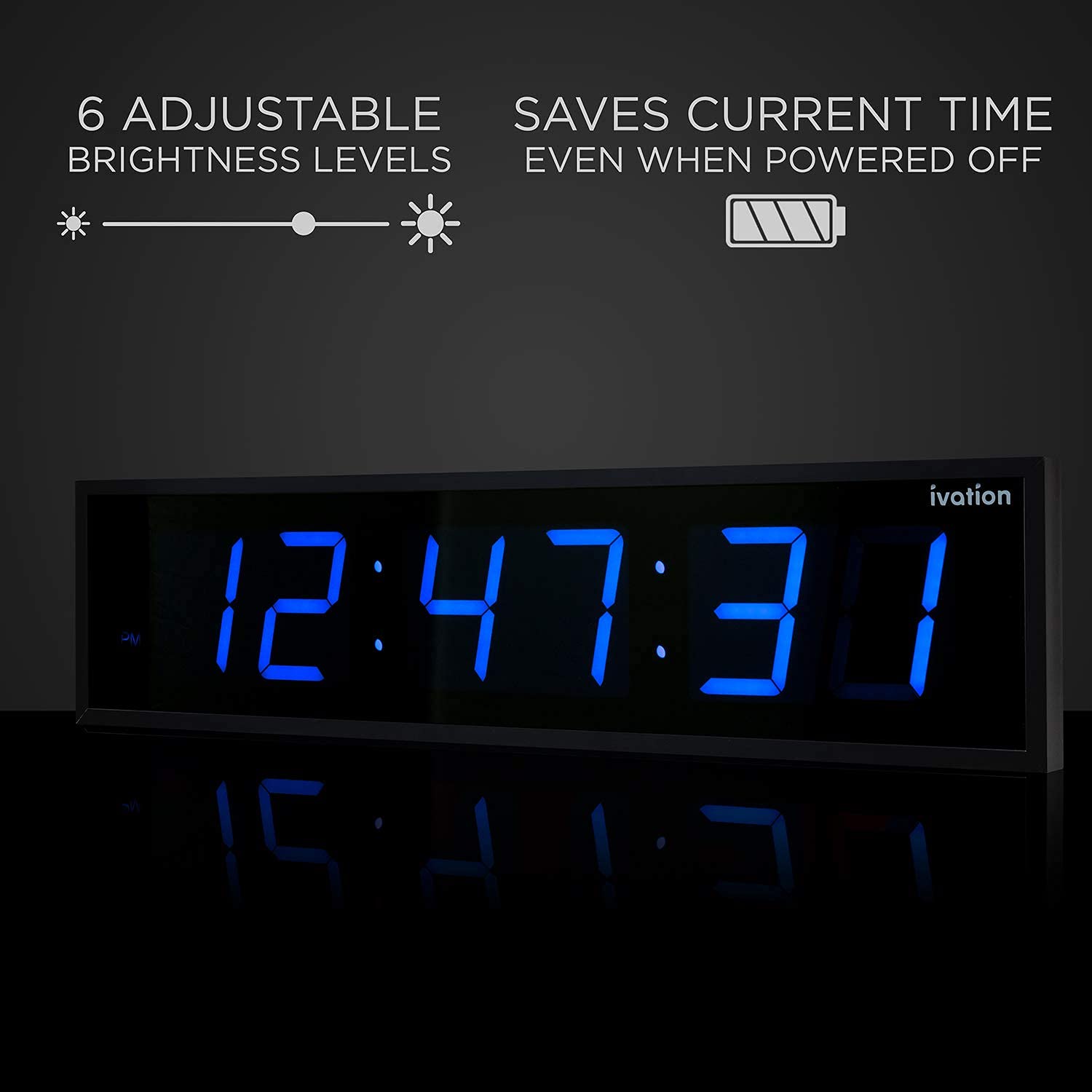 Foto 5 | Reloj Led Ivation Huge De 122 Cm Con Cronómetro Y Alarmas, Color Azul - Venta Internacional.