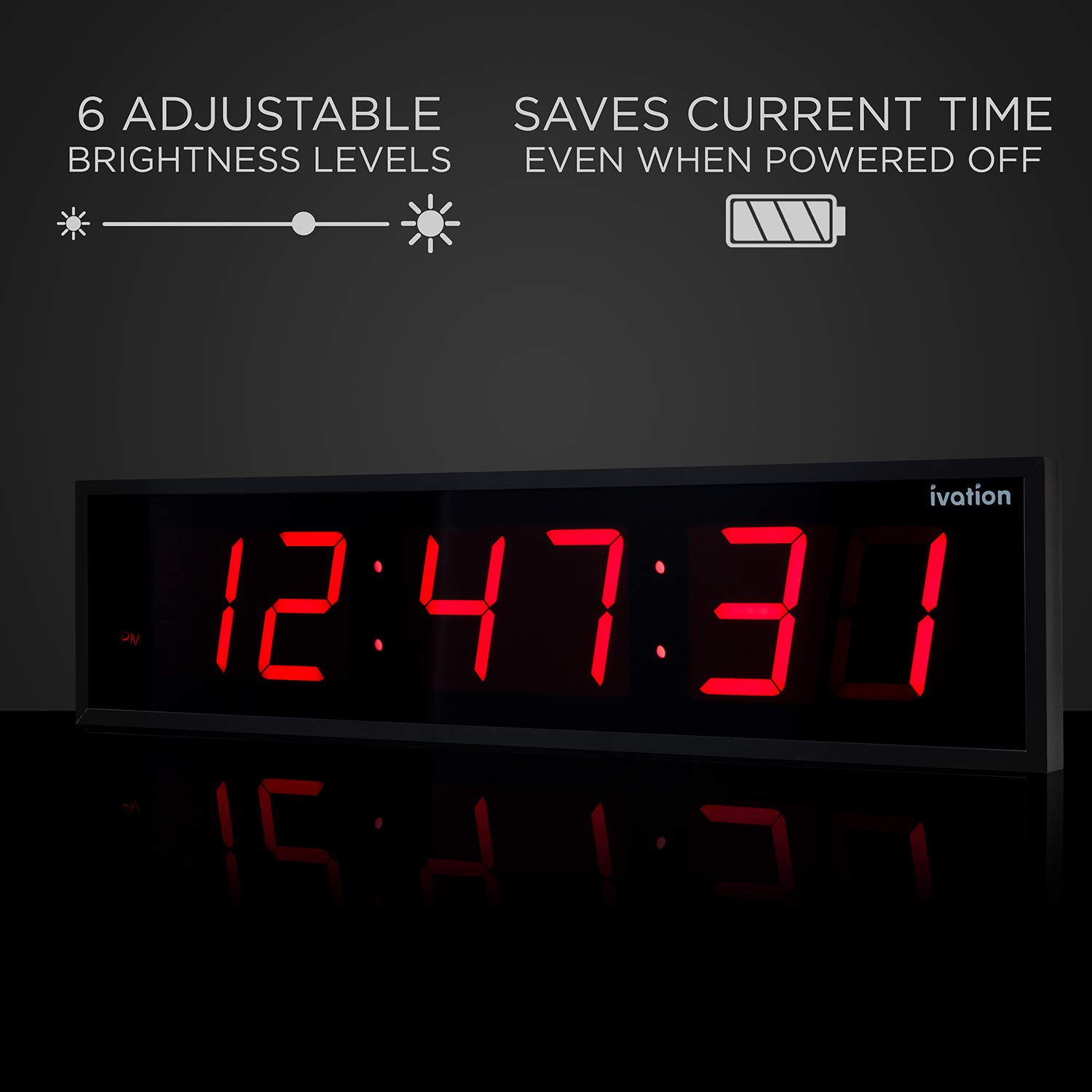 Foto 5 | Reloj Led Ivation Huge De 91 Cm Con Cronómetro, Alarmas Y Temporizador, Rojo - Venta Internacional.