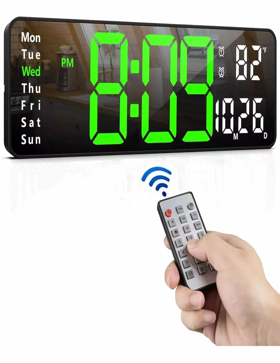 Foto 3 pulgar | Reloj De Pared Digital Con Termómetro, Alarmas Y Calendario + Termo De Agua De Regalo Güish