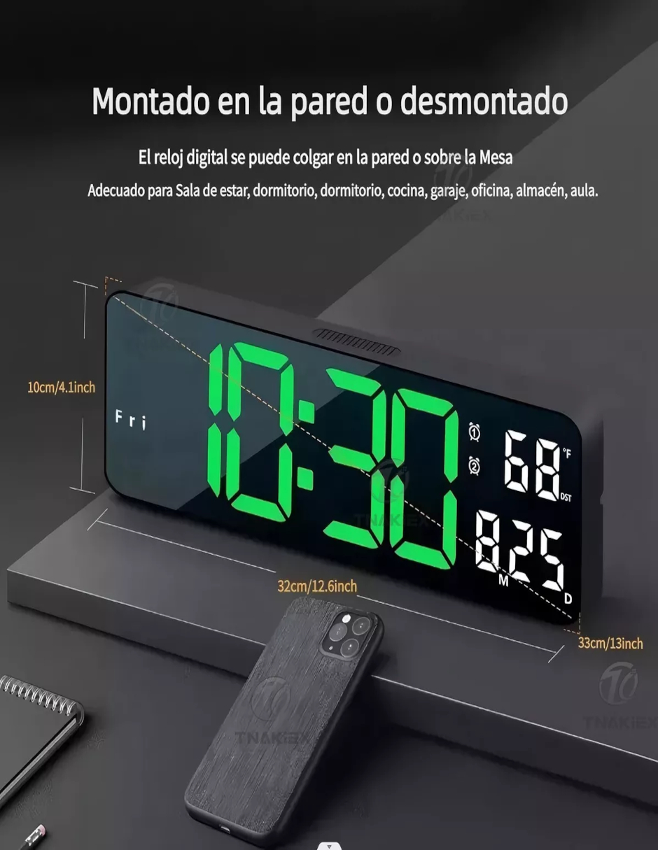 Foto 6 pulgar | Reloj De Pared Digital Con Termómetro, Alarmas Y Calendario + Termo De Agua De Regalo Güish