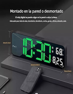Foto 5 | Reloj De Pared Digital Con Termómetro, Alarmas Y Calendario + Termo De Agua De Regalo Güish