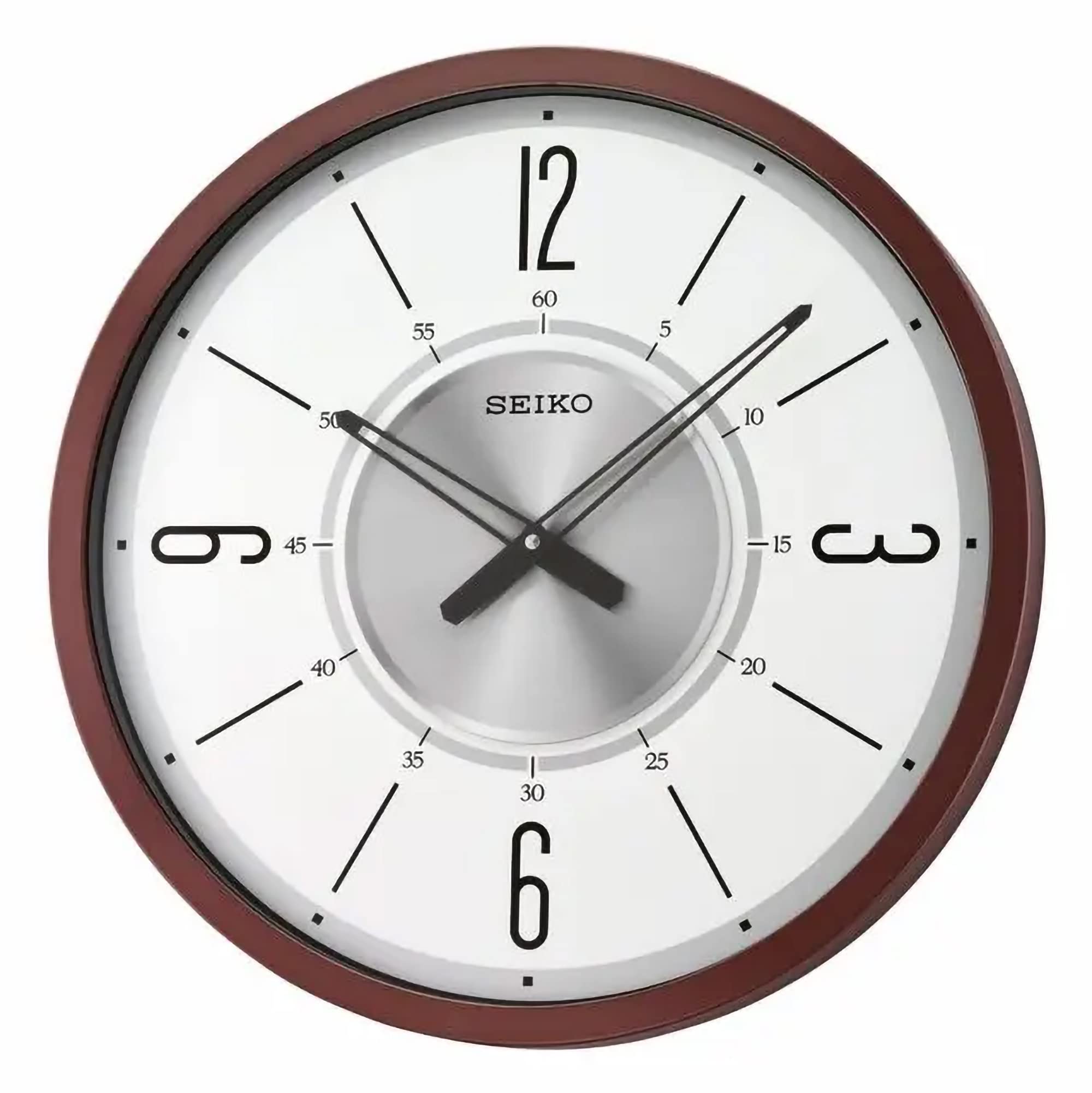 Reloj De Pared Seiko Abbott Con Funda Marrón Metalizado De 20 Cm X 1,8 Cm - Venta Internacional.