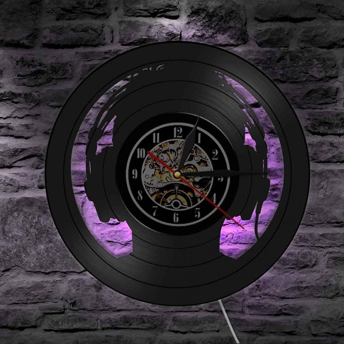 Foto 5 pulgar | Reloj De Pared Huoguo Music Con Disco De Vinilo Con Luz Led De 30 Cm - Venta Internacional.