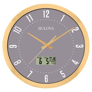 Foto 1 | Reloj De Pared Bulova C4830 Lobby, 14 Cm, Caja De Aluminio Hilado Dorado - Venta Internacional.