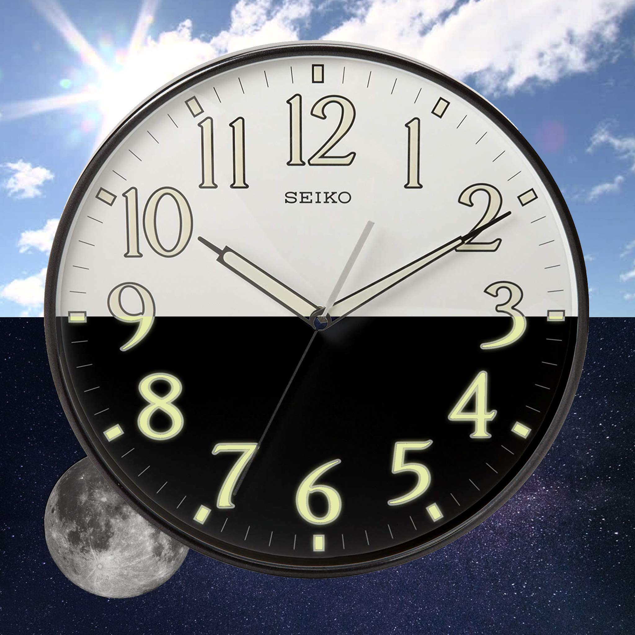 Foto 3 pulgar | Reloj De Pared Seiko Con Marco Luminoso Numerado Negro De 30 Cm - Venta Internacional.