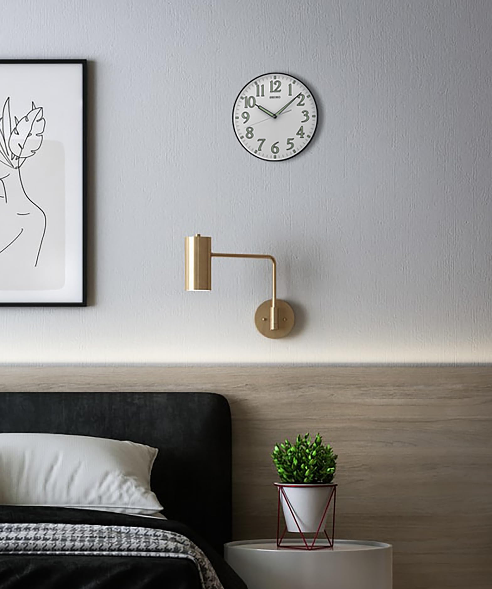 Foto 6 pulgar | Reloj De Pared Seiko Con Marco Luminoso Numerado Negro De 30 Cm - Venta Internacional.
