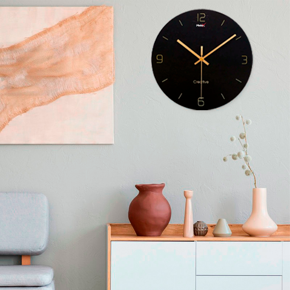Foto 2 | Reloj De Pared Vintage Silencioso Negro