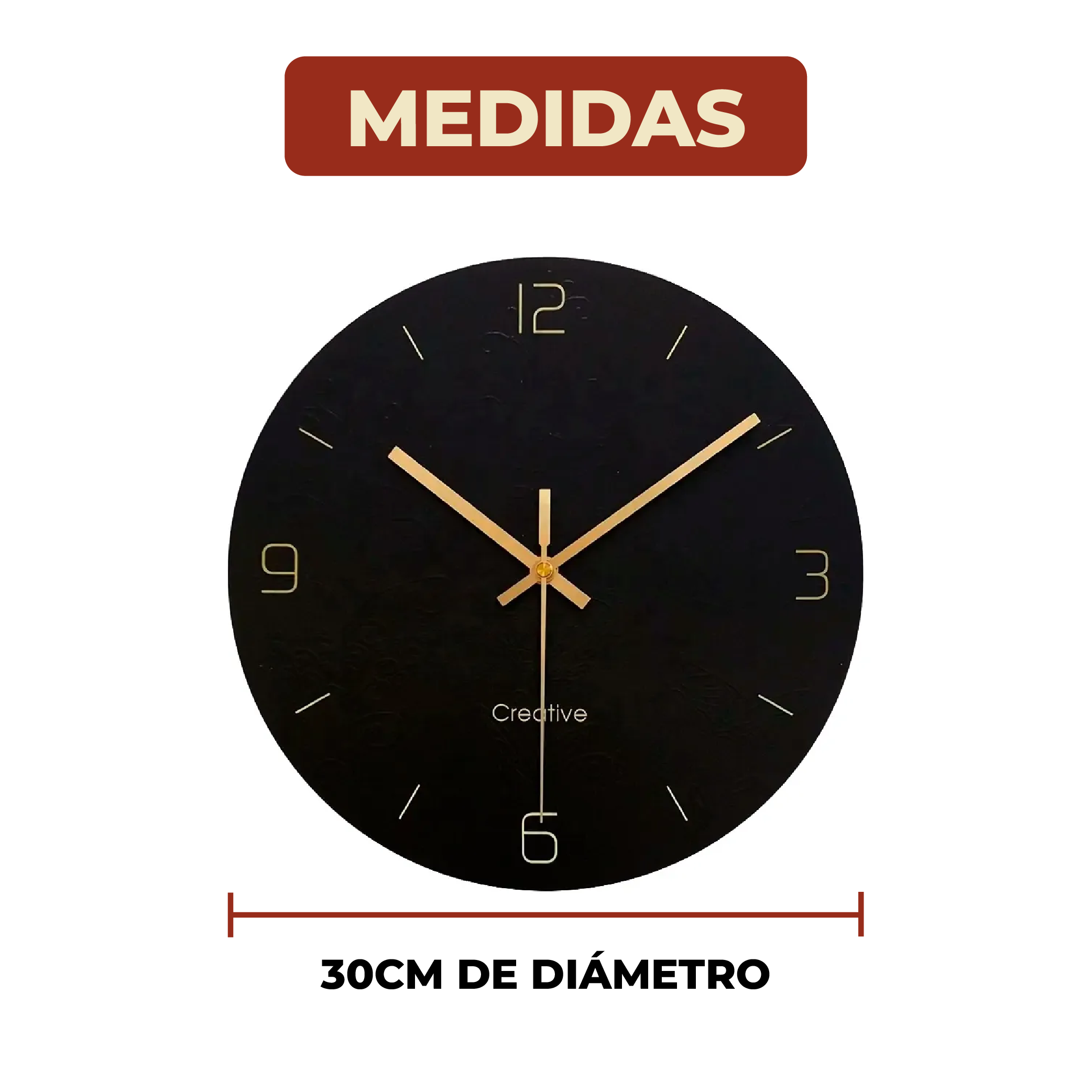 Foto 8 pulgar | Reloj De Pared Vintage Silencioso Negro