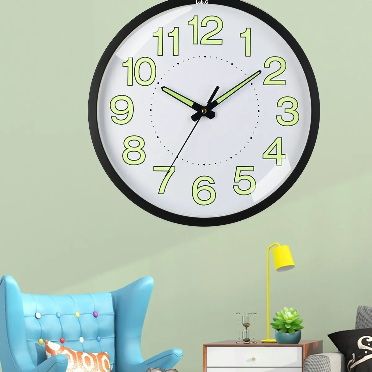 Foto 3 | Reloj De Pared,30 Cm Grande Moderno Luminoso Reloj De Pared Lab.g Negro