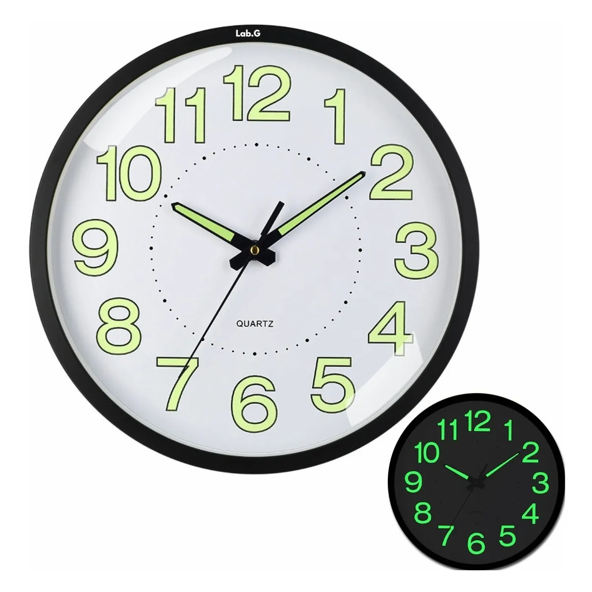 Foto 5 pulgar | Reloj De Pared,30 Cm Grande Moderno Luminoso Reloj De Pared Lab.g Negro