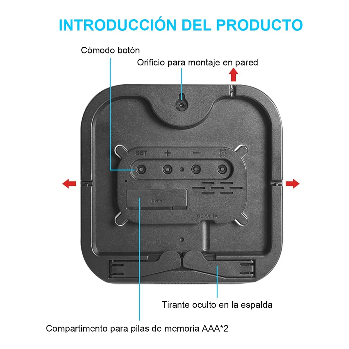 Foto 4 pulgar | Reloj De Pared Digital Visualización Grande Eo Safe Imports Esi-19541 Negro