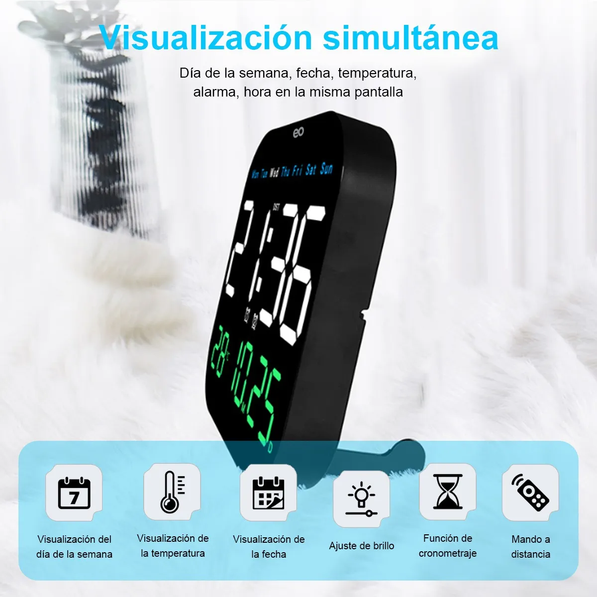 Foto 6 pulgar | Reloj De Pared Digital Visualización Grande Eo Safe Imports Esi-19541 Negro