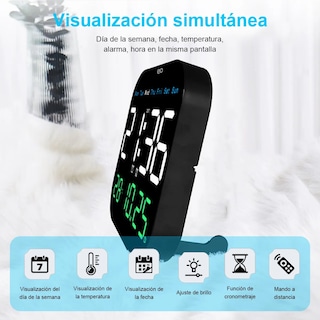 Foto 5 | Reloj De Pared Digital Visualización Grande Eo Safe Imports Esi-19541 Negro