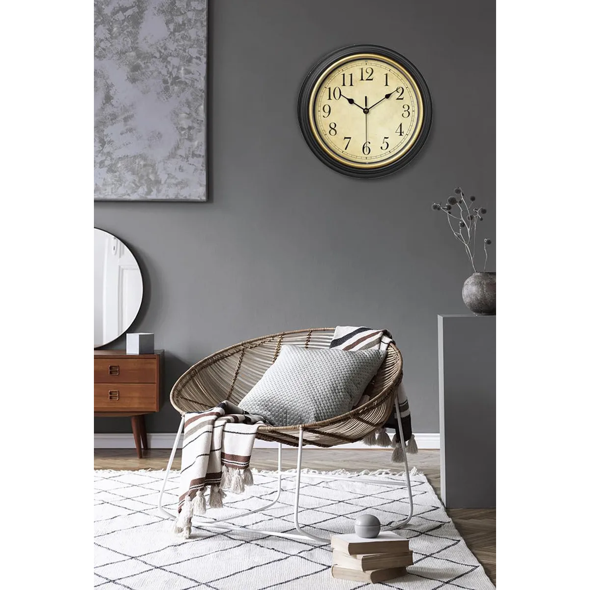 Foto 4 pulgar | Reloj De Pared Retro Silencioso Eo Safe Imports Esi-19538 Negro