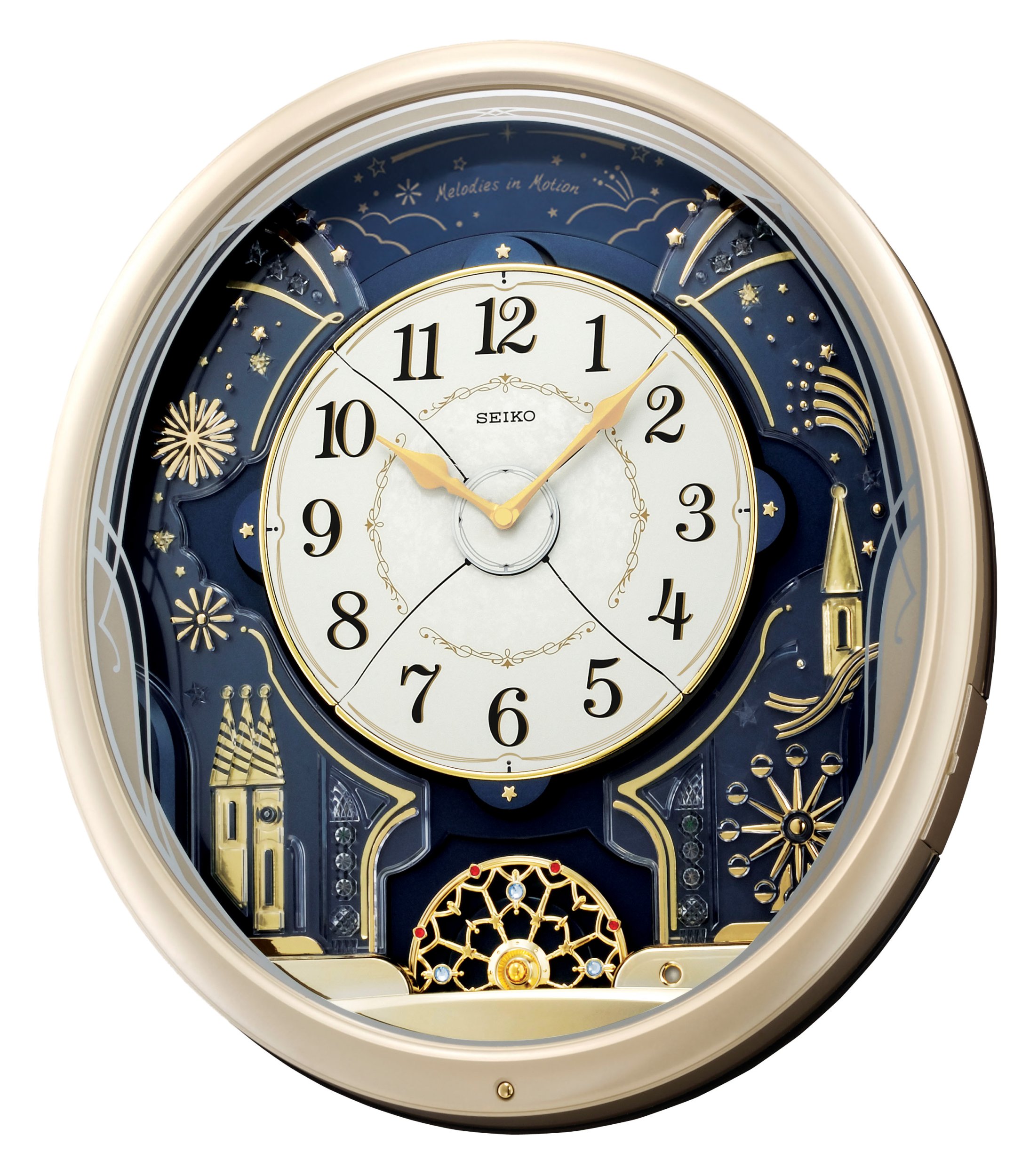 Foto 1 | Reloj De Pared Seiko Melodies In Motion Starry Night Con Luces Led - Venta Internacional.
