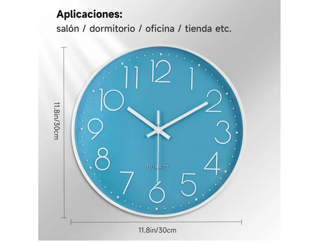 Foto 2 | Elegante Reloj De Pared Xtellar En Cuarzo Silencioso Moderno De 30cm Azul