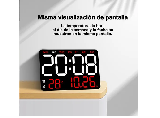 Foto 5 | Elegante Reloj Xtellar De Pared Digital Led Con Indicador De Fecha, Termómetro Y Control De Voz