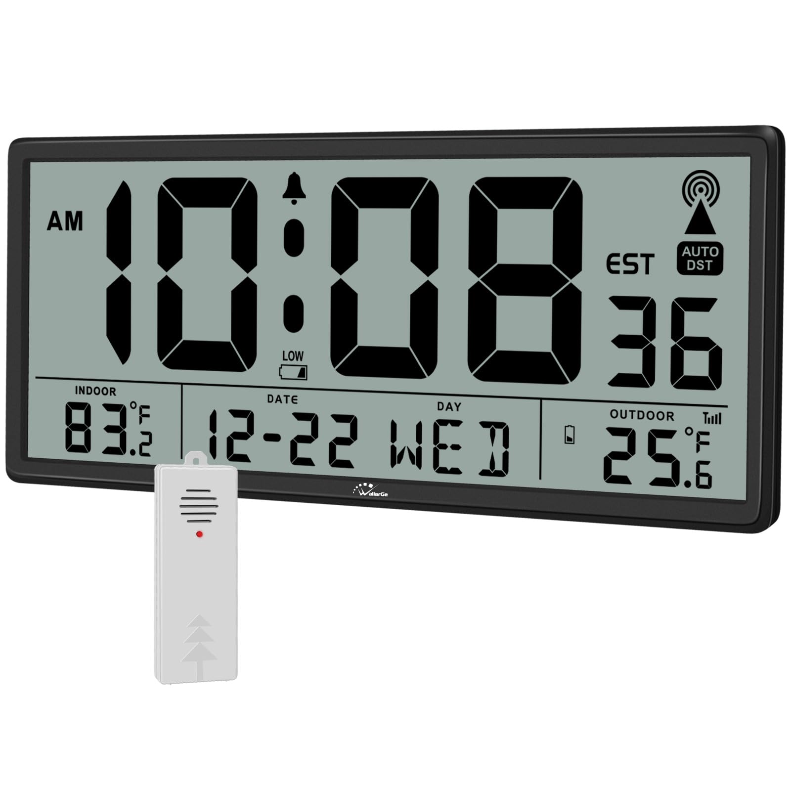Foto 1 | Reloj Atómico Wallarge Con Temperatura Interior Y Exterior De 14.5 Pulgadas - Venta Internacional.