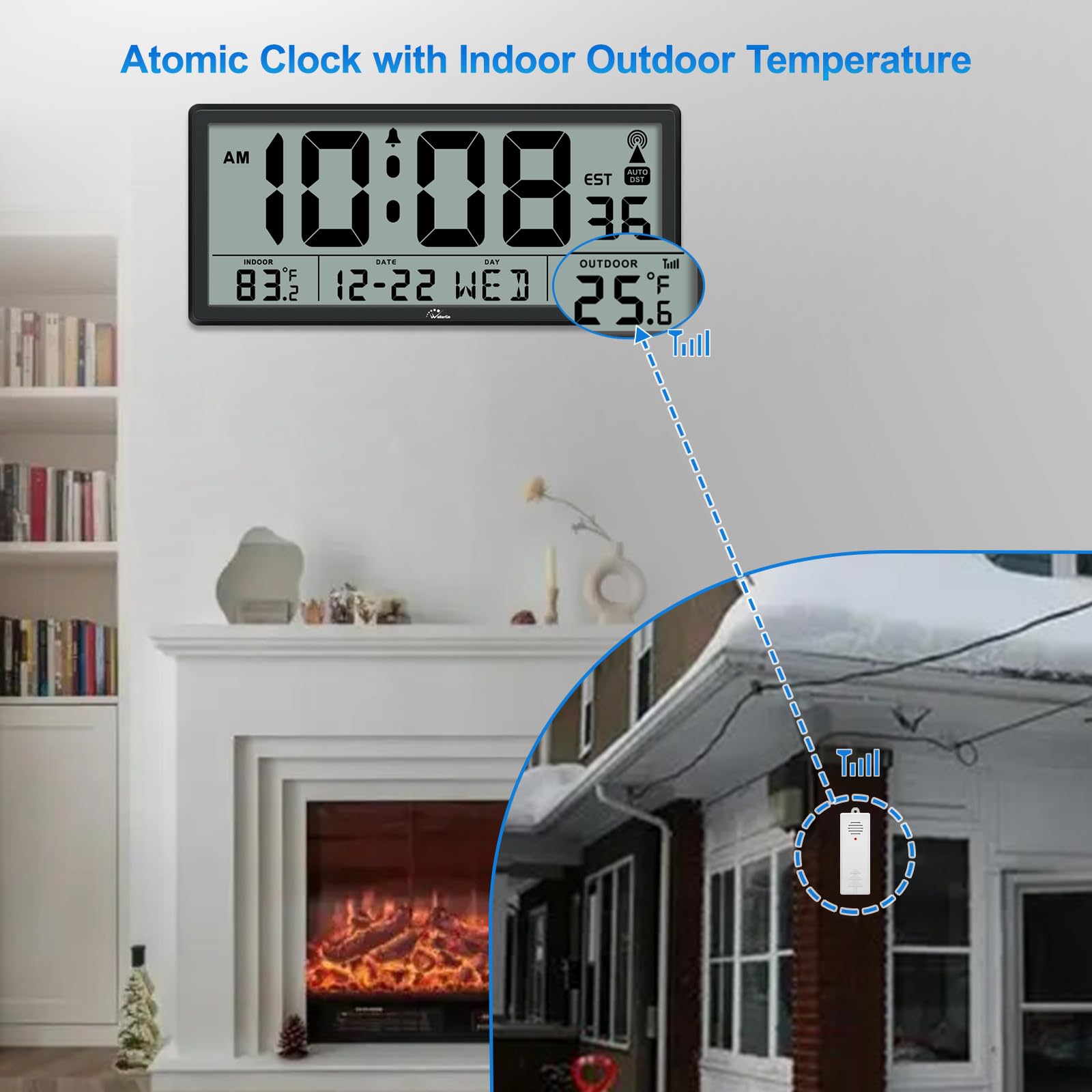 Foto 4 pulgar | Reloj Atómico Wallarge Con Temperatura Interior Y Exterior De 14.5 Pulgadas - Venta Internacional.