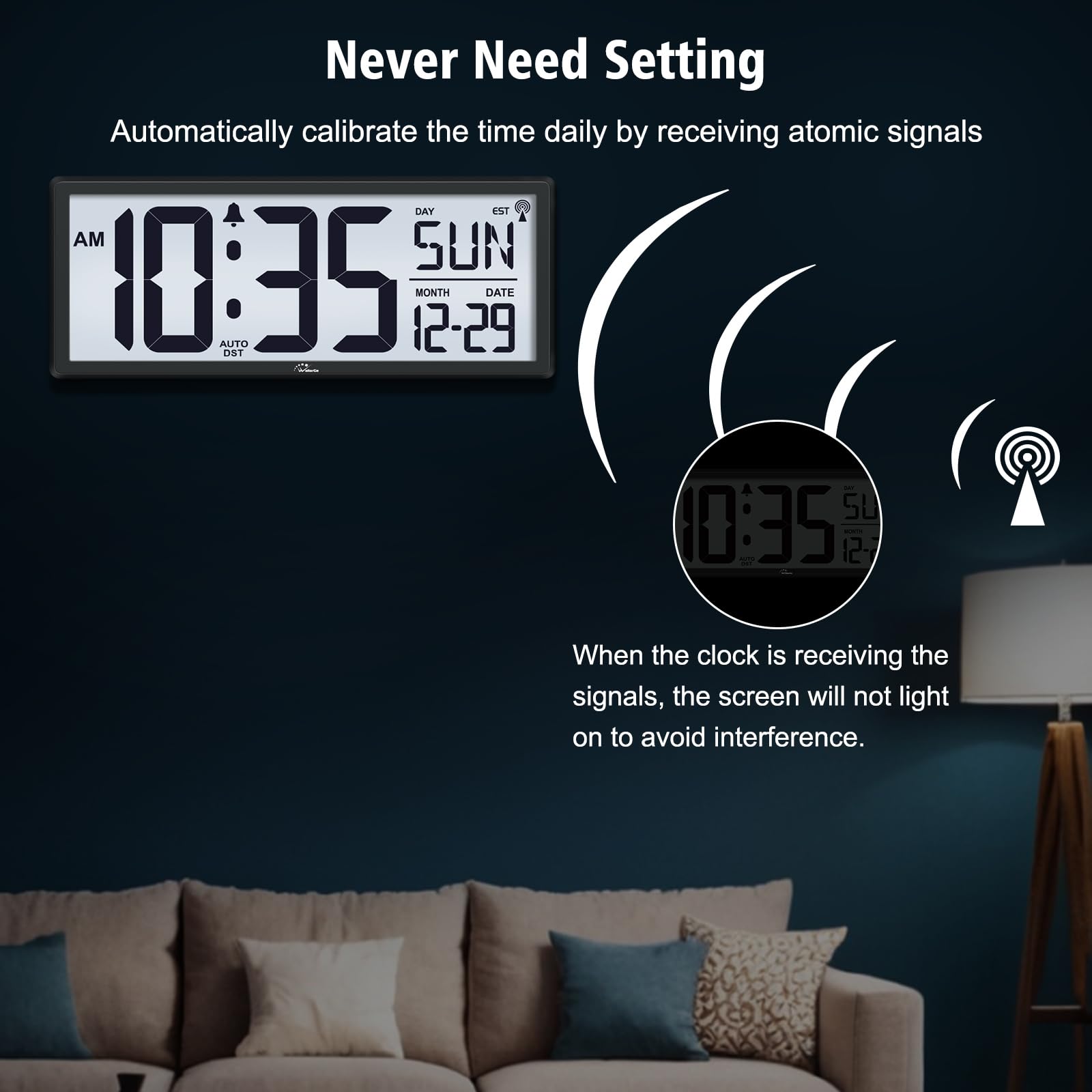Foto 3 pulgar | Reloj Atómico Wallarge De 14.5 Pulgadas Con Retroiluminación  Pantalla De Temperatura Y Fecha - Venta Internacional.
