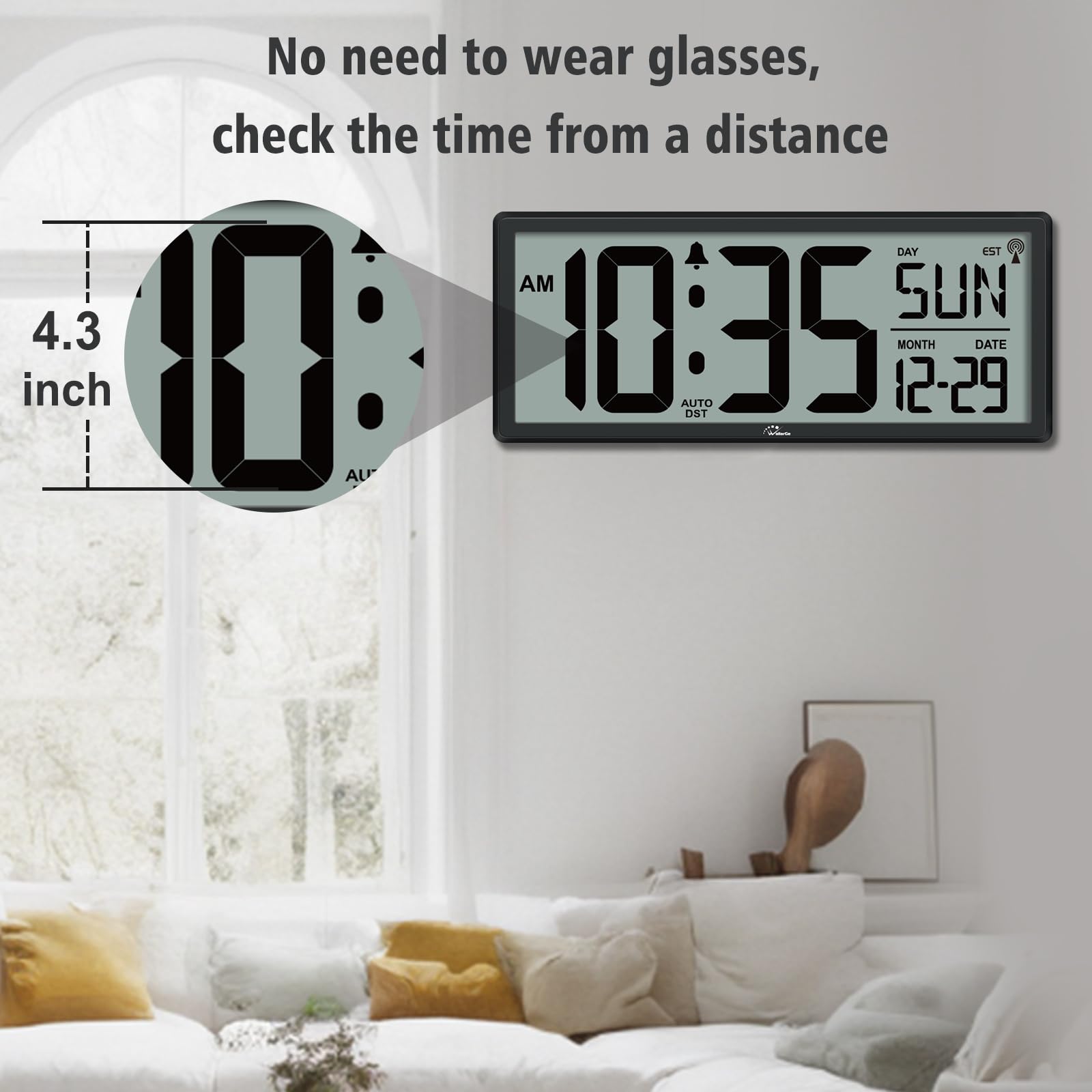 Foto 6 | Reloj Atómico Wallarge De 14.5 Pulgadas Con Retroiluminación  Pantalla De Temperatura Y Fecha - Venta Internacional.