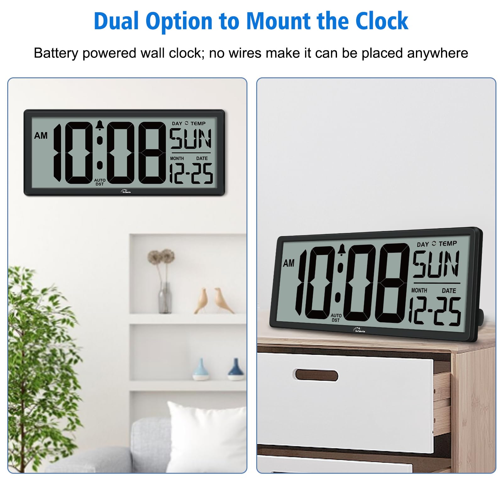 Foto 8 pulgar | Reloj De Pared Digital Walllarge Retroiluminado Con Temperatura De 14.5 Pulgadas - Venta Internacional.