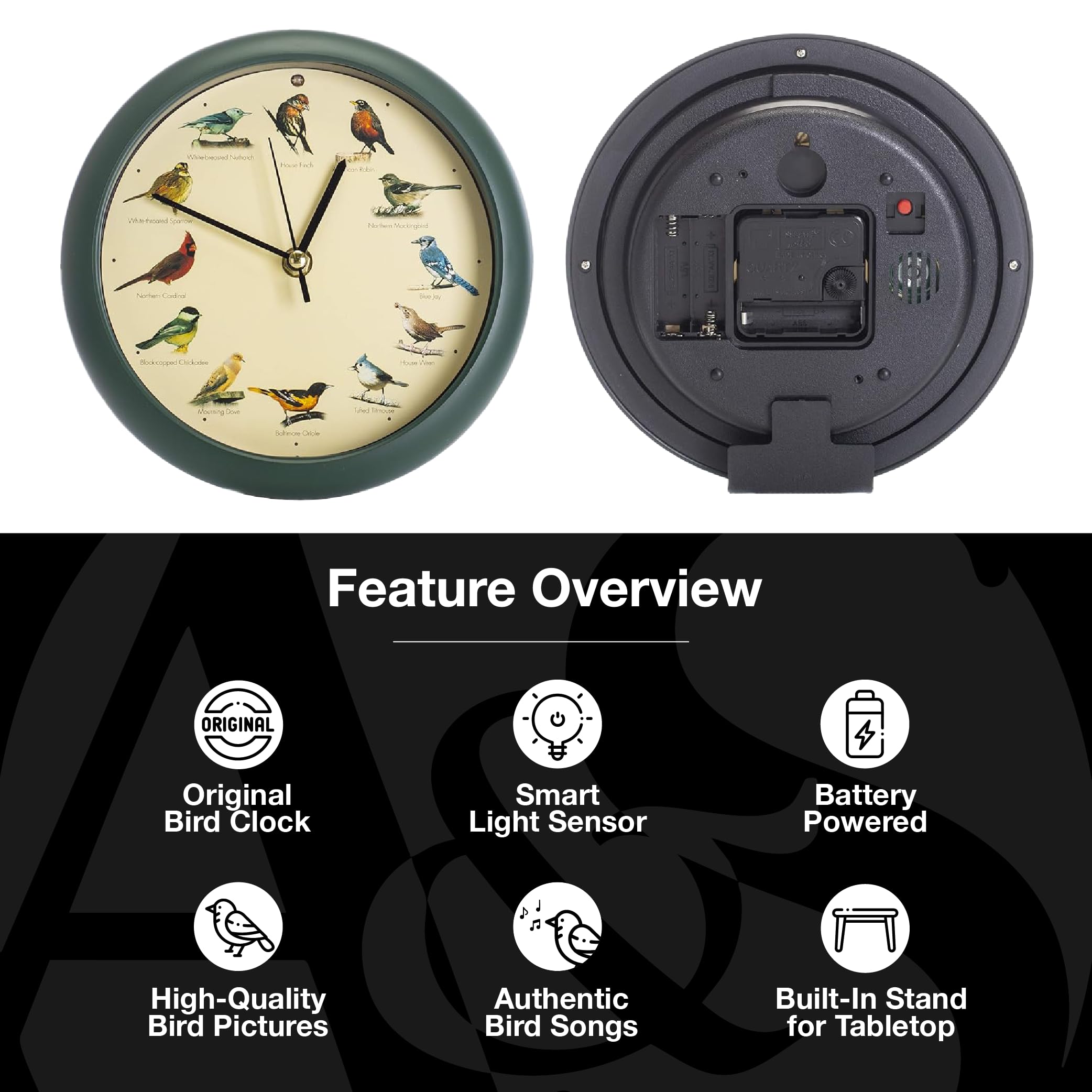 Foto 4 pulgar | Reloj Singing Bird Mark Feldstein Original  20 Cm  Color Verde - Venta Internacional.