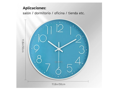 Foto 2 | Reloj De Pared Digital Moderno De 30 Cm Moderno Y Silencioso Color Azul