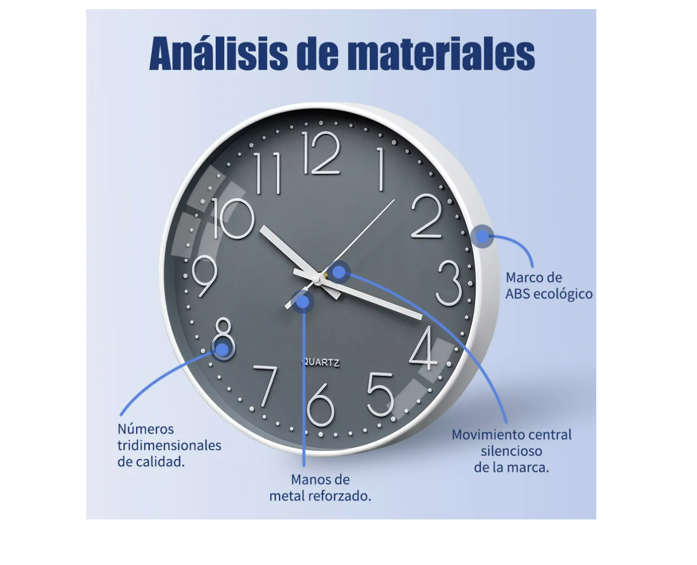 Foto 4 | Reloj De Pared Digital Moderno De 30 Cm Moderno Y Silencioso Color Negro