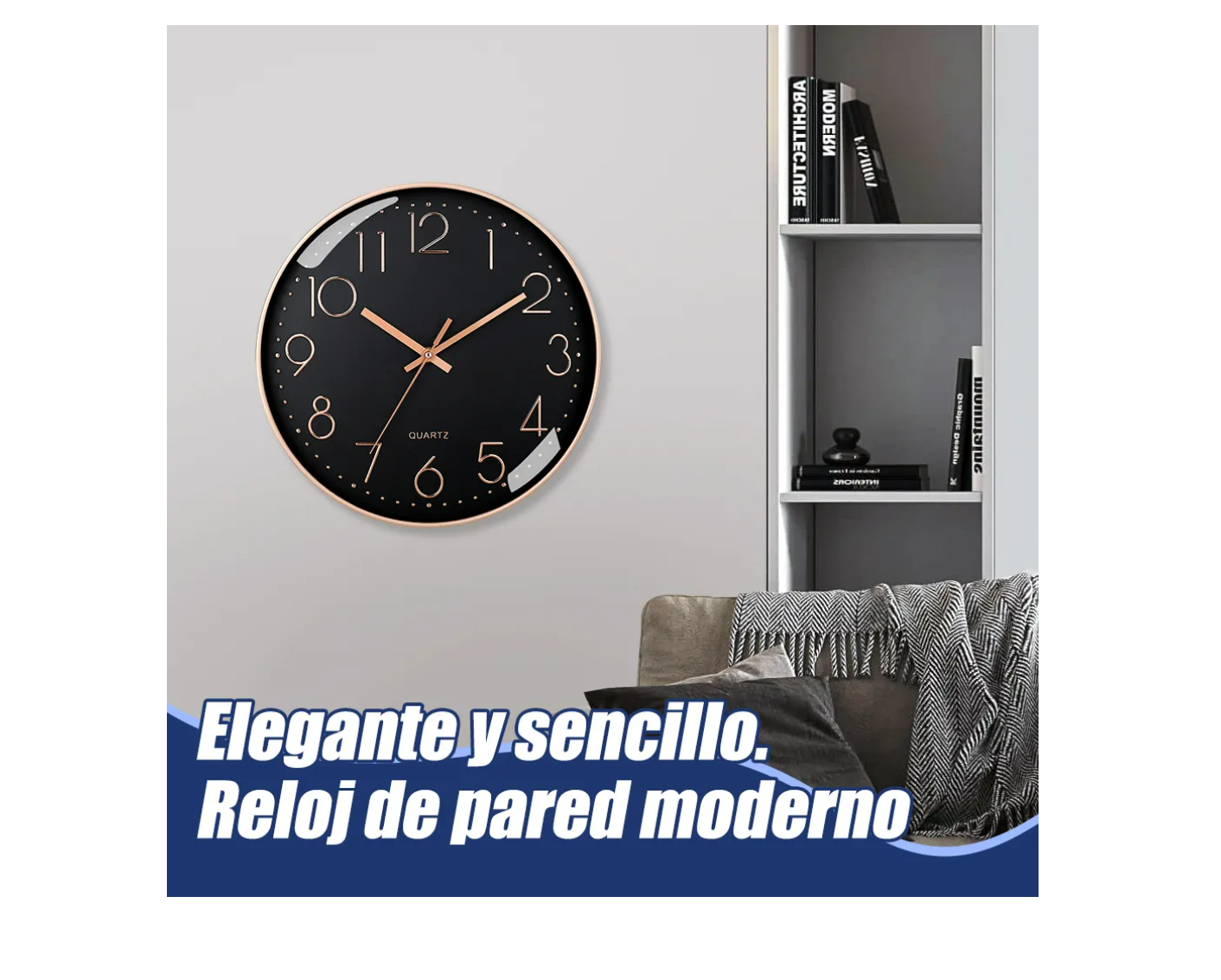 Foto 2 | Reloj De Pared Digital Moderno De 30 Cm Moderno Y Silencioso Color Negro