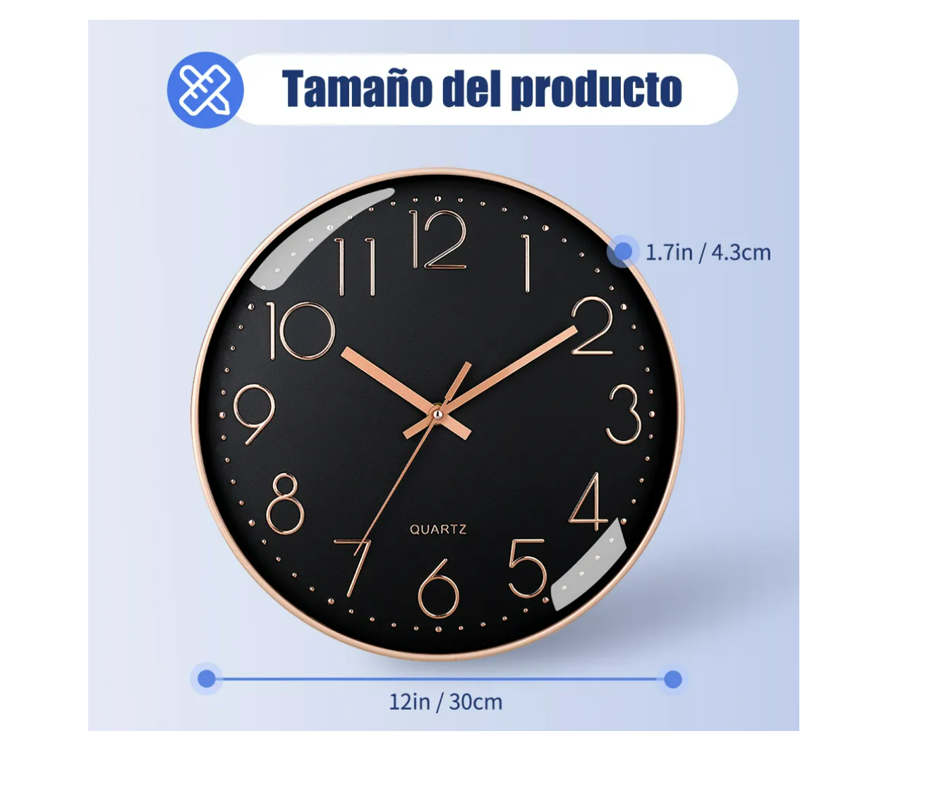 Foto 5 pulgar | Reloj De Pared Digital Moderno De 30 Cm Moderno Y Silencioso Color Negro