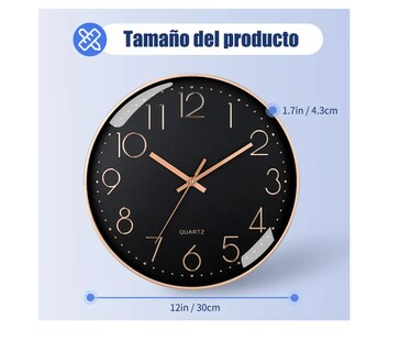 Foto 4 | Reloj De Pared Digital Moderno De 30 Cm Moderno Y Silencioso Color Negro