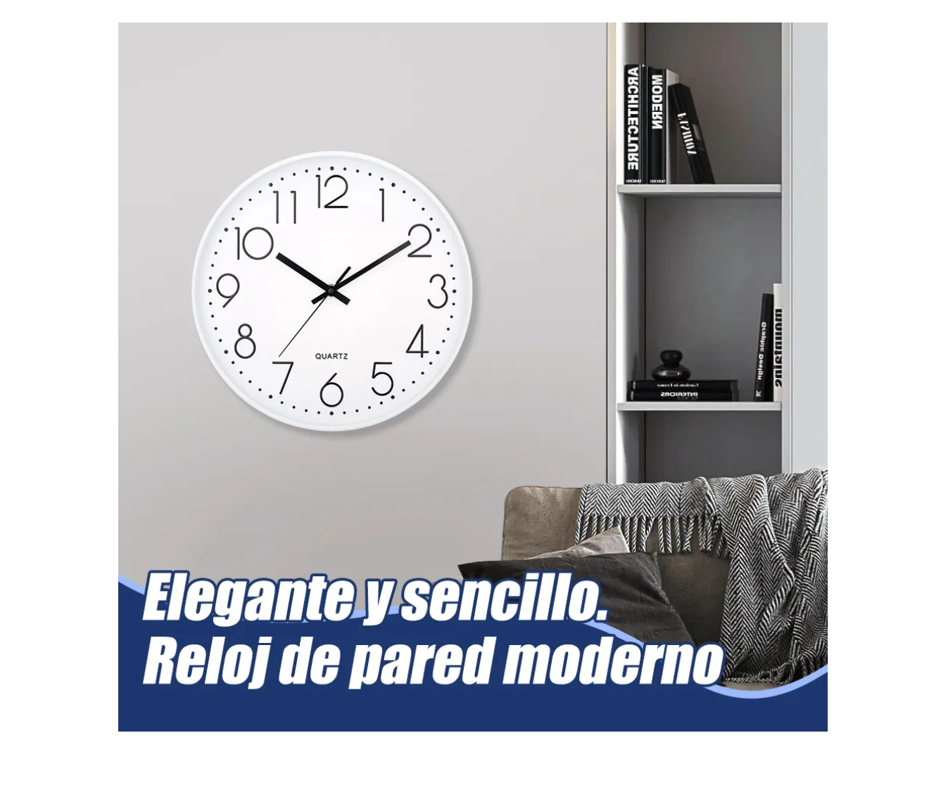 Foto 2 | Reloj De Pared Digital Moderno De 30 Cm Moderno Y Silencioso Color Blanco