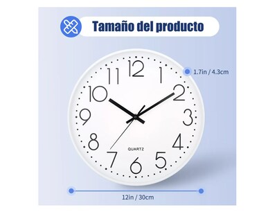 Foto 3 | Reloj De Pared Digital Moderno De 30 Cm Moderno Y Silencioso Color Blanco