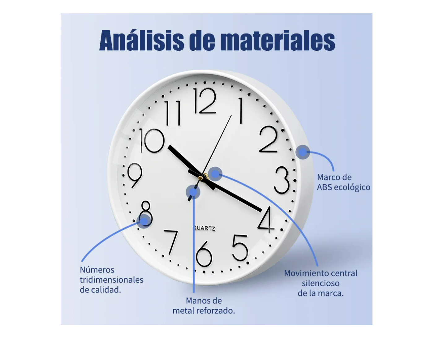 Foto 4 | Reloj De Pared Digital Moderno De 30 Cm Moderno Y Silencioso Color Blanco