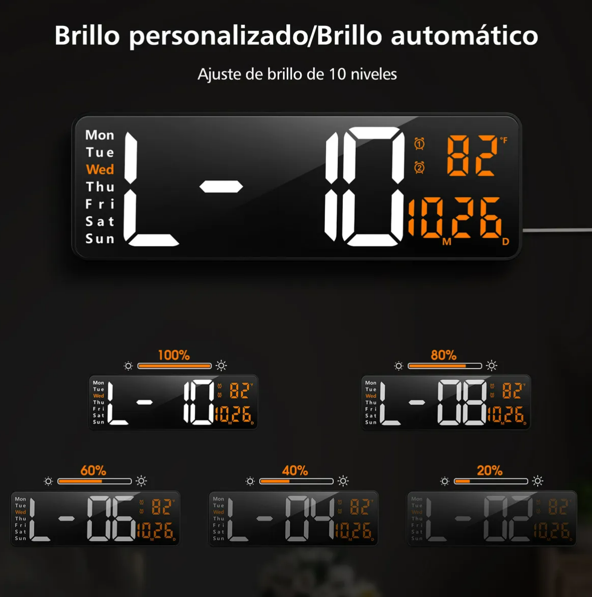 Foto 4 pulgar | Reloj De Pared Digital Led De 16 Pulgadas