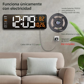 Foto 5 | Reloj De Pared Digital Led De 16 Pulgadas