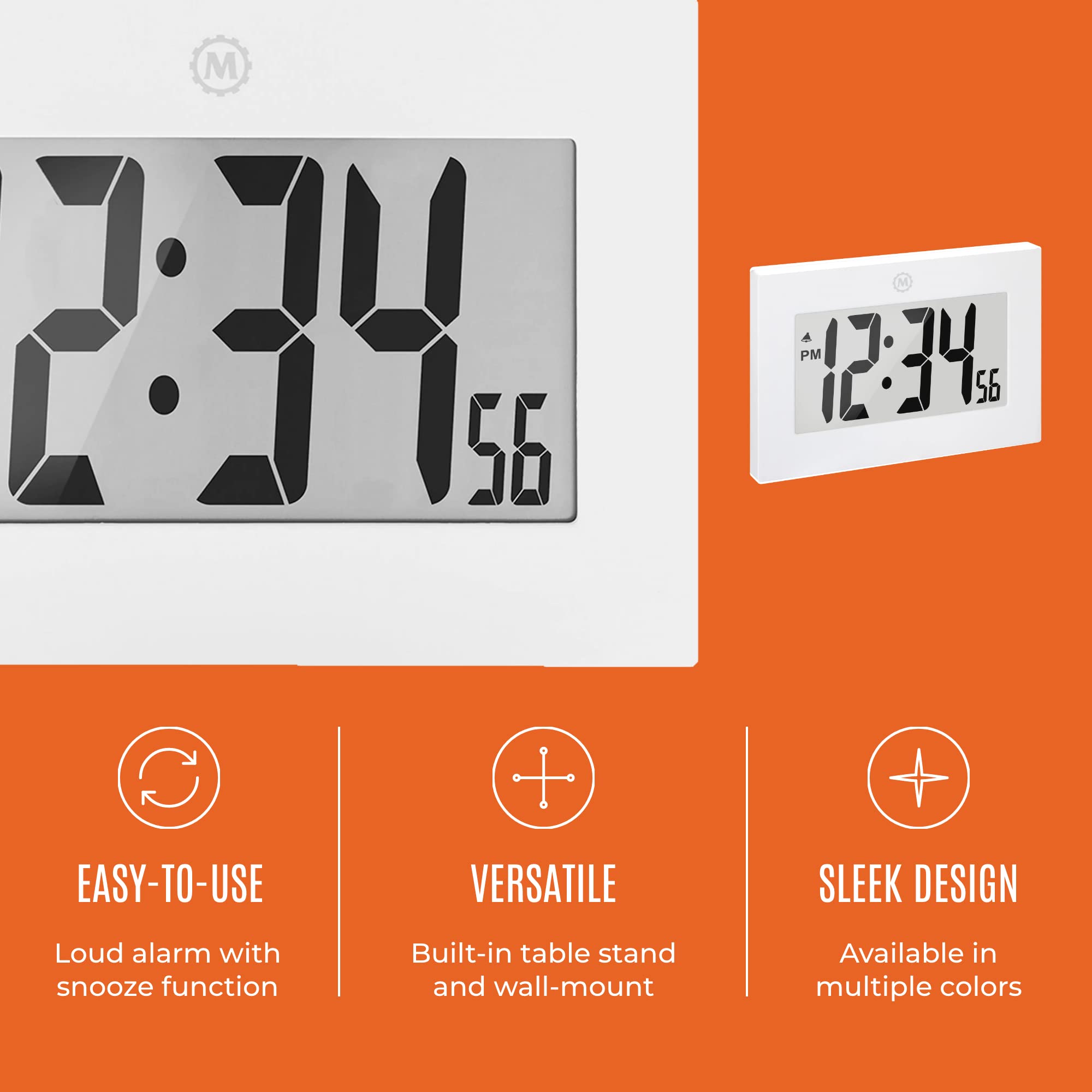 Foto 5 | Reloj De Pared Digital Marathon  Pantalla Grande De 8 Pulgadas  Blanco - Venta Internacional.