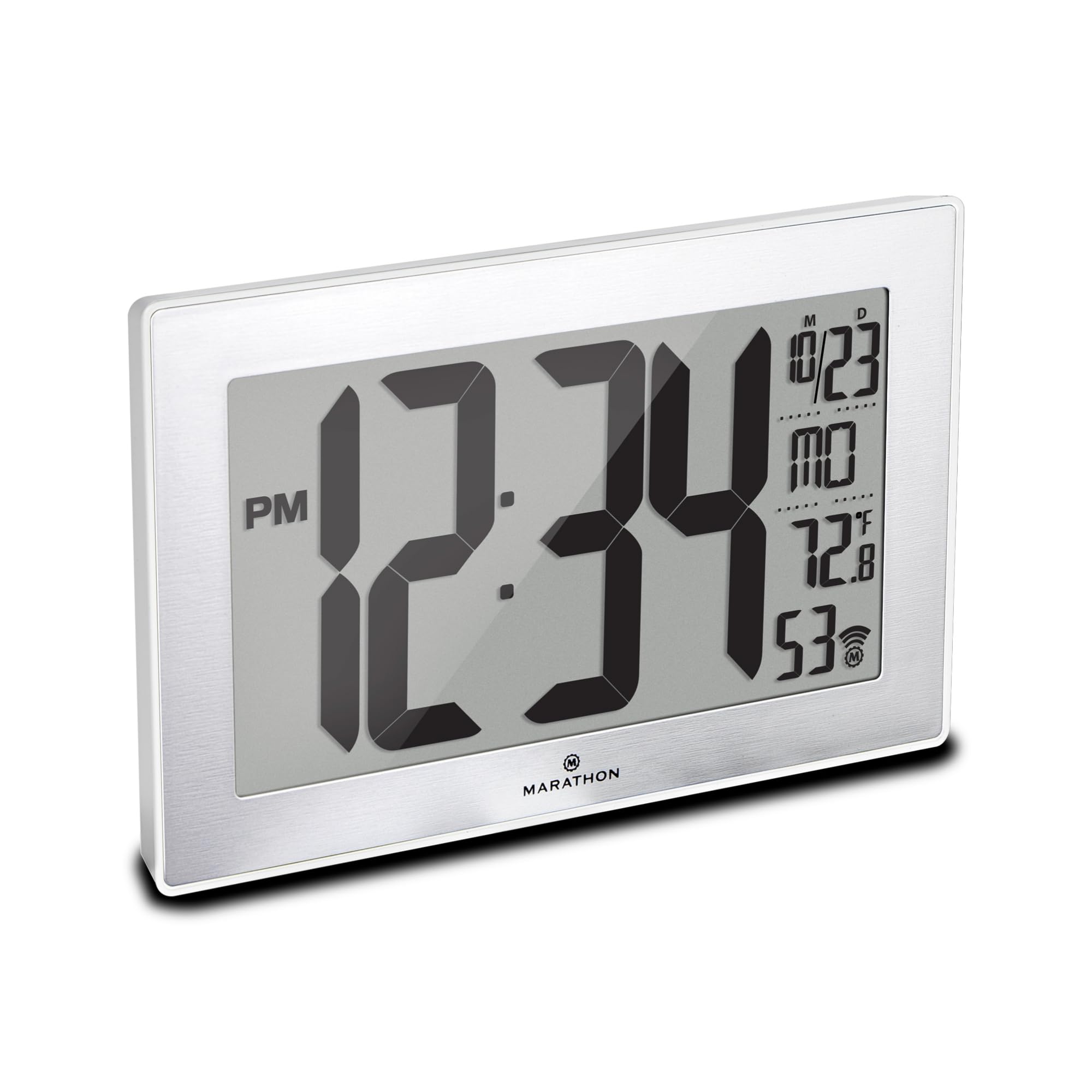 Reloj De Pared Marathon Atomic White Con Soporte De 23 Cm Y 8 Zonas Horarias - Venta Internacional.