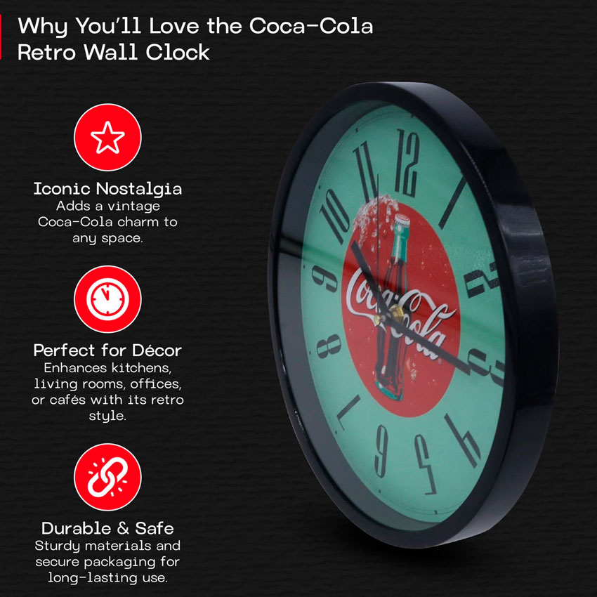 Foto 3 pulgar | Reloj De Pared 10'' Coca Cola Botella
