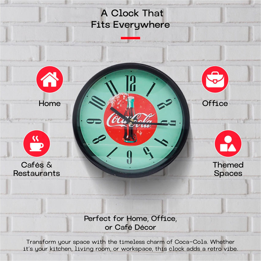 Foto 4 pulgar | Reloj De Pared 10'' Coca Cola Botella
