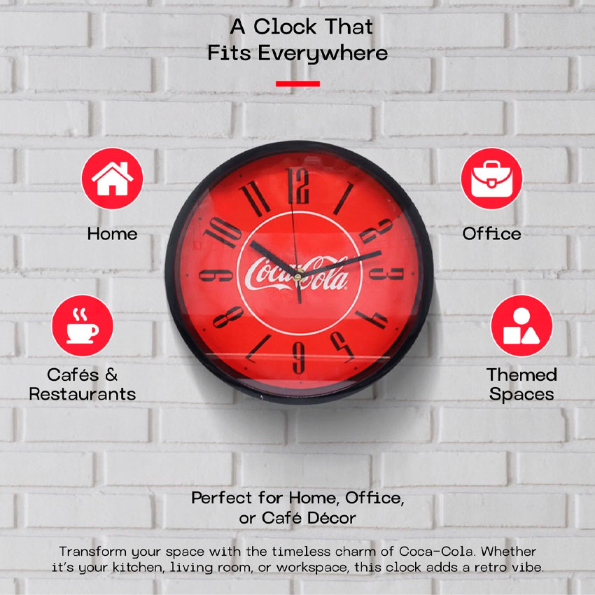 Foto 3 pulgar | Reloj De Pared 10'' Coca Cola Rojo