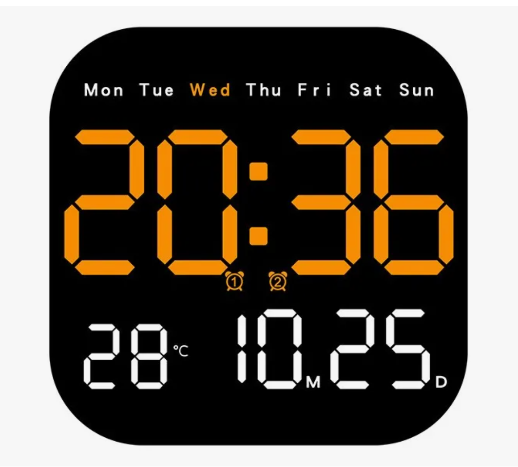 Reloj Xtellar De Pared Digital Con Termómetro  Alarmas Y Calendario