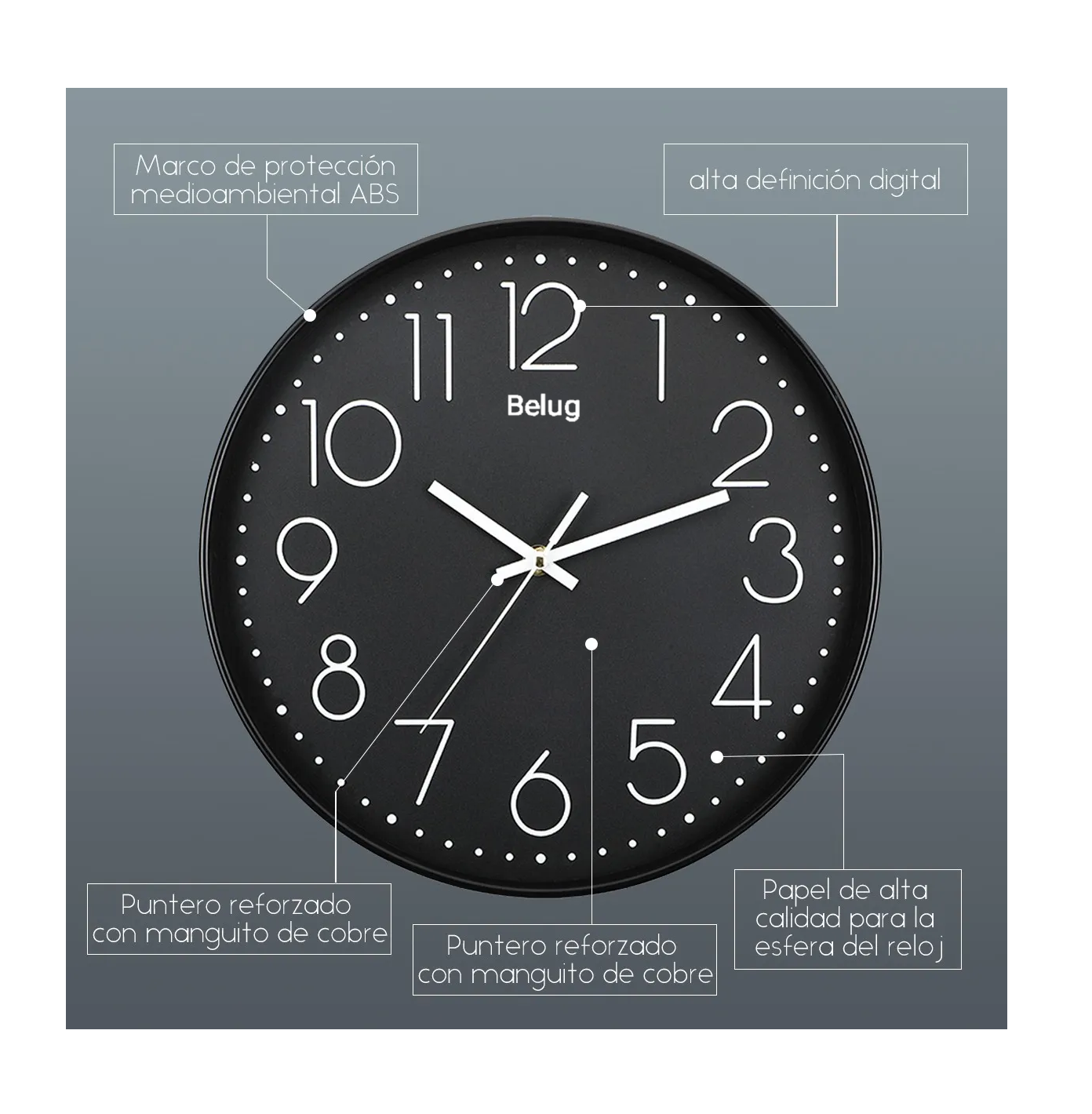 Foto 4 pulgar | Reloj De Pared Digital Decoracion Pared Moderno Cuarzo 30cm Negro