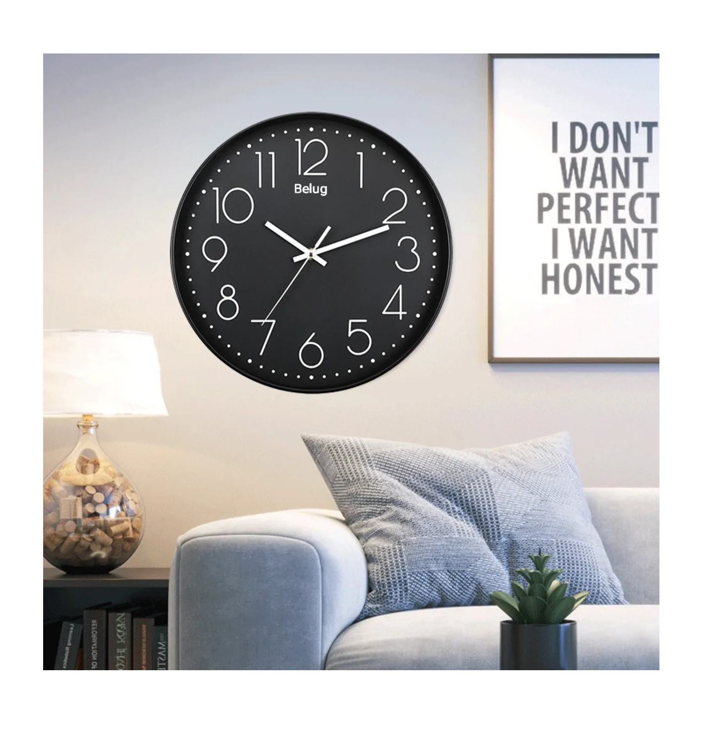Foto 6 pulgar | Reloj De Pared Digital Decoracion Pared Moderno Cuarzo 30cm Negro