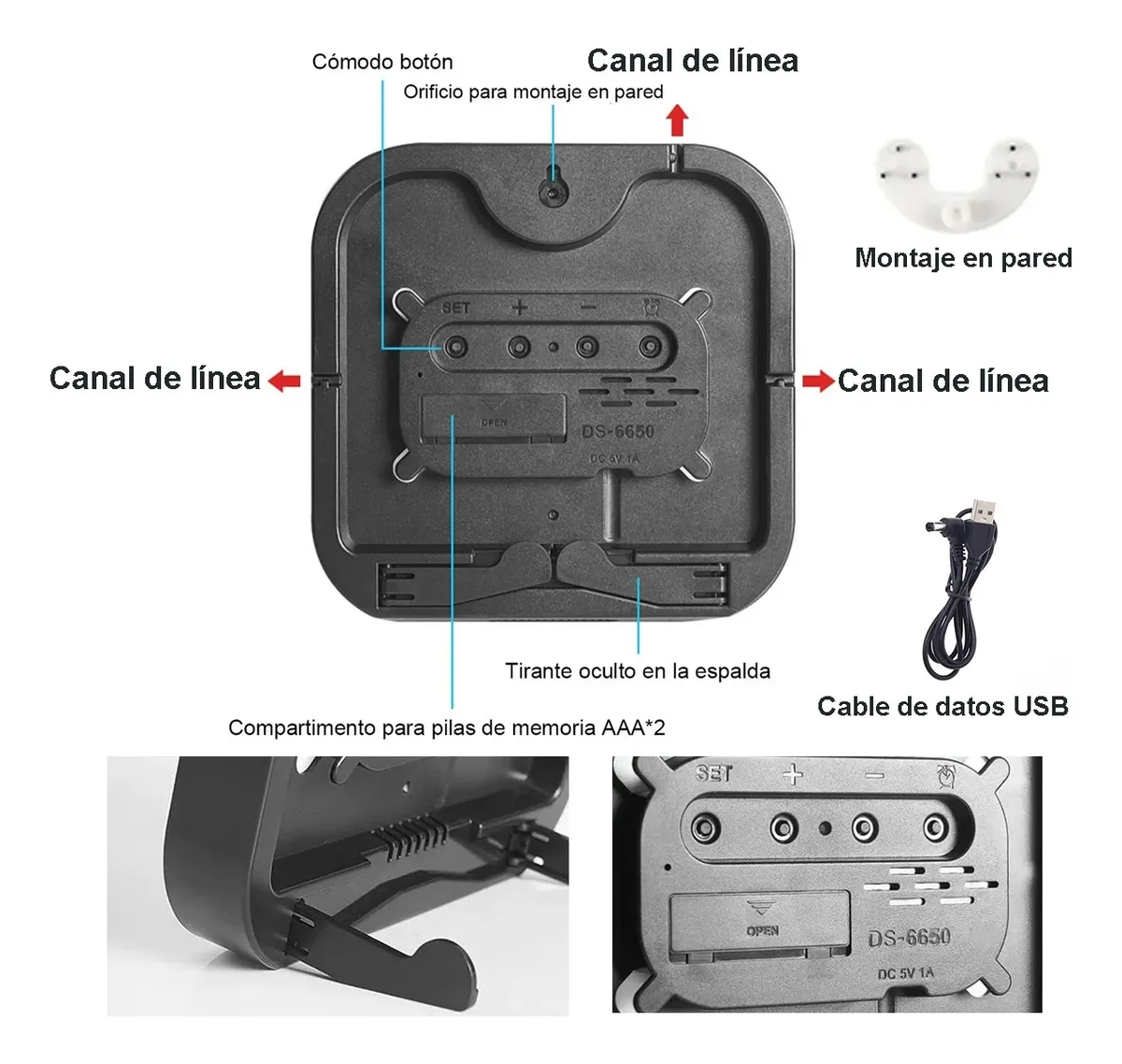 Foto 5 pulgar | Reloj De Pared Digital Con Fecha Temperatura Semana Alarmas