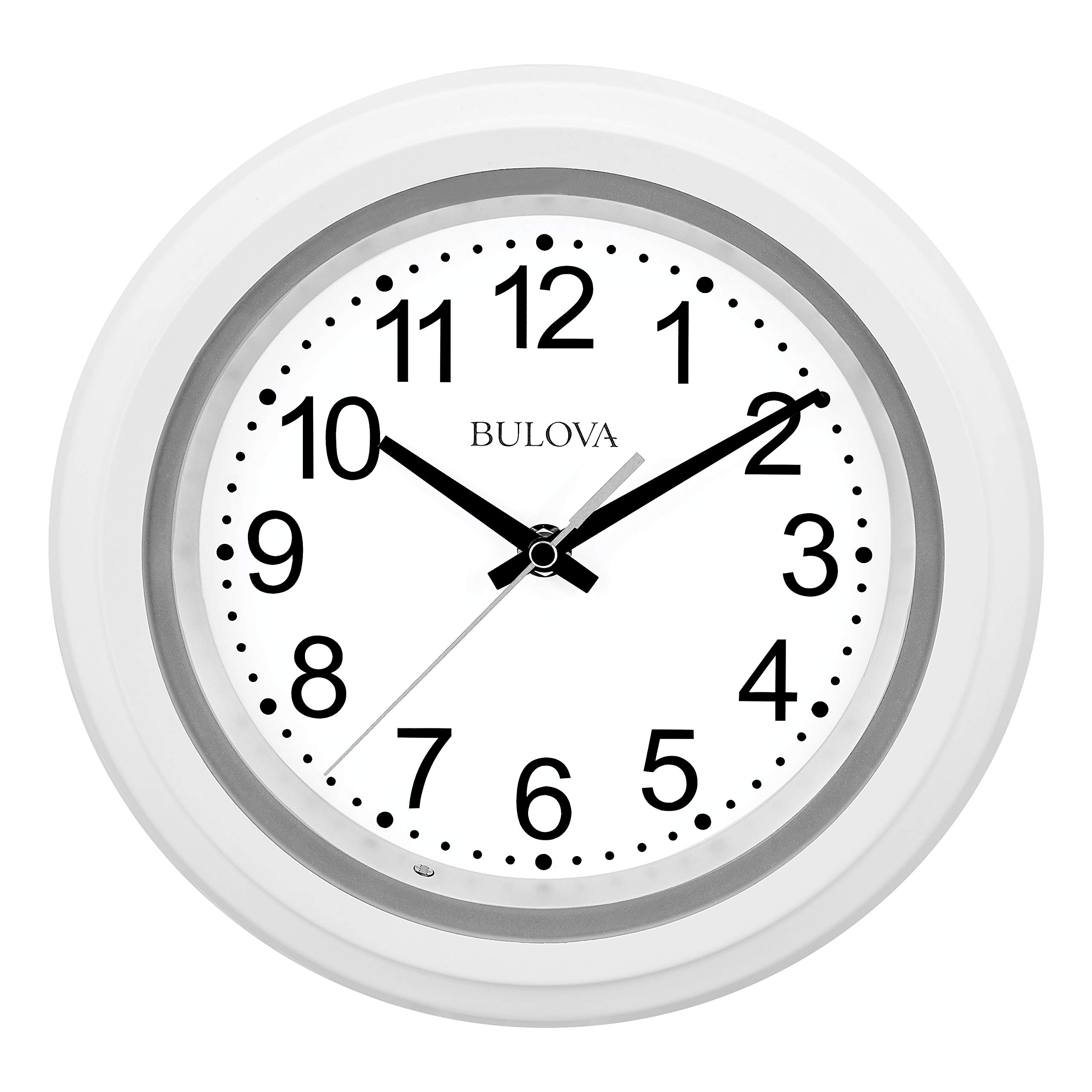 Reloj De Pared Bulova C4865 Con Visión Nocturna Y Esfera Iluminada De 10 Cm  Color Blanco - Venta Internacional.