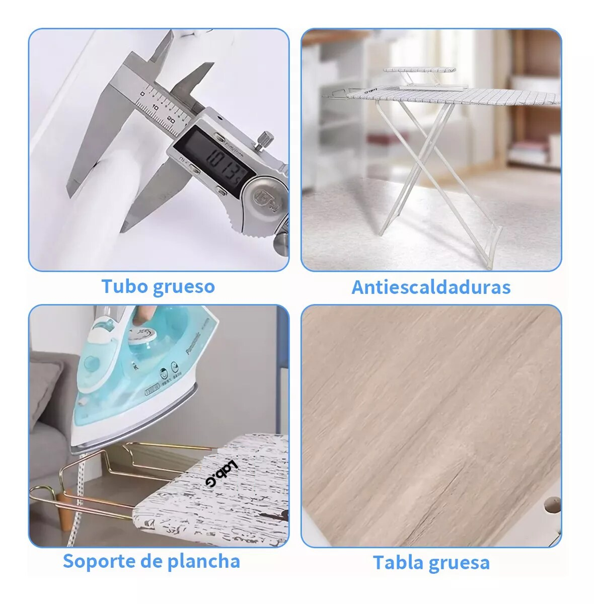 Foto 5 pulgar | Tabla Burro De Planchar Ajustable Lab.g Con Portaplanchas Pequeño Blanco