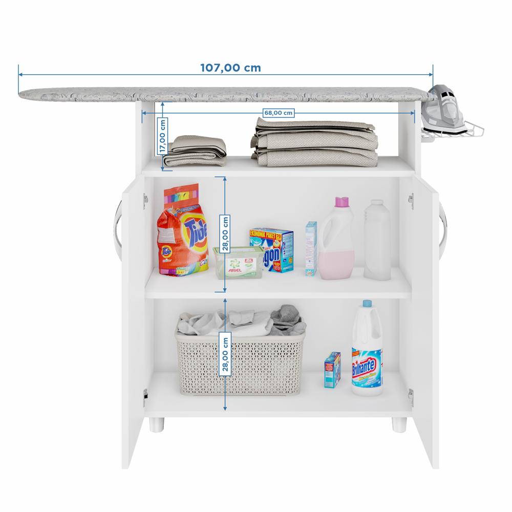 Foto 5 pulgar | Mueble para Planchar DARADY Criativa con 2 Puertas Blanco