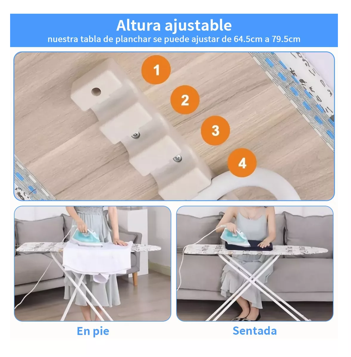 Foto 6 pulgar | Tabla Burro De Planchar Belug Ajustable Con Porta Planchas Pequeños Blanco/gris